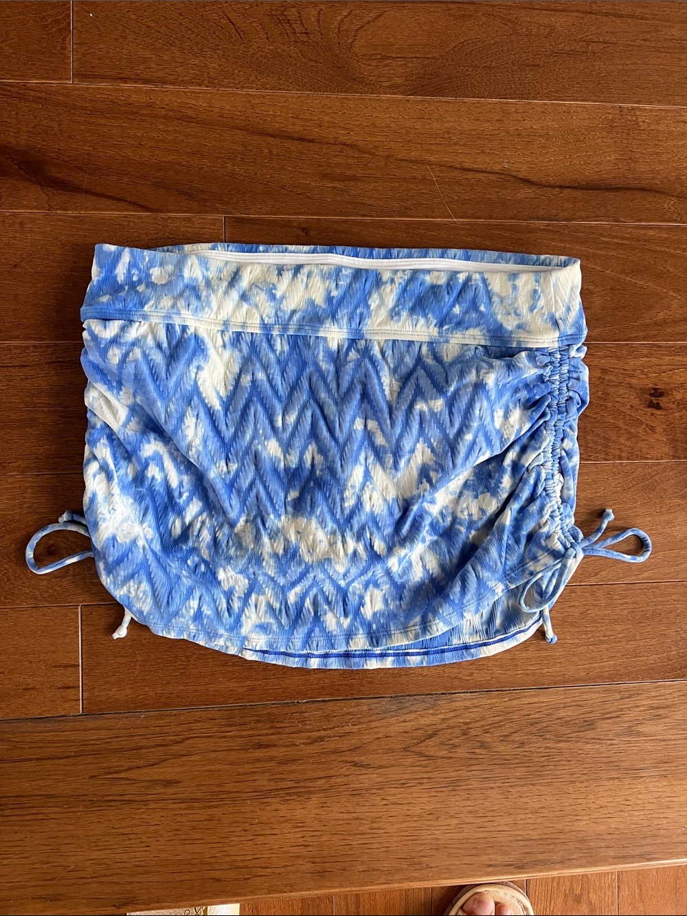 Blue Tie-Dye Ruched Women’s Skort with Side Drawstrings